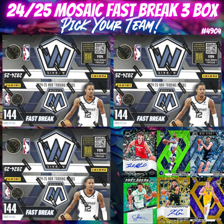 Break 4904 - NBA 24/25 Mosaic Fast Break 3 Box - Pick Your Team!