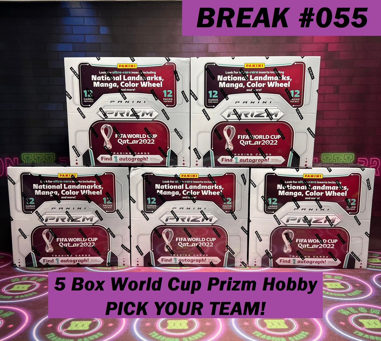 Break 055 - 2022 World Cup Prizm Hobby 5 Box - Pick Your Team!