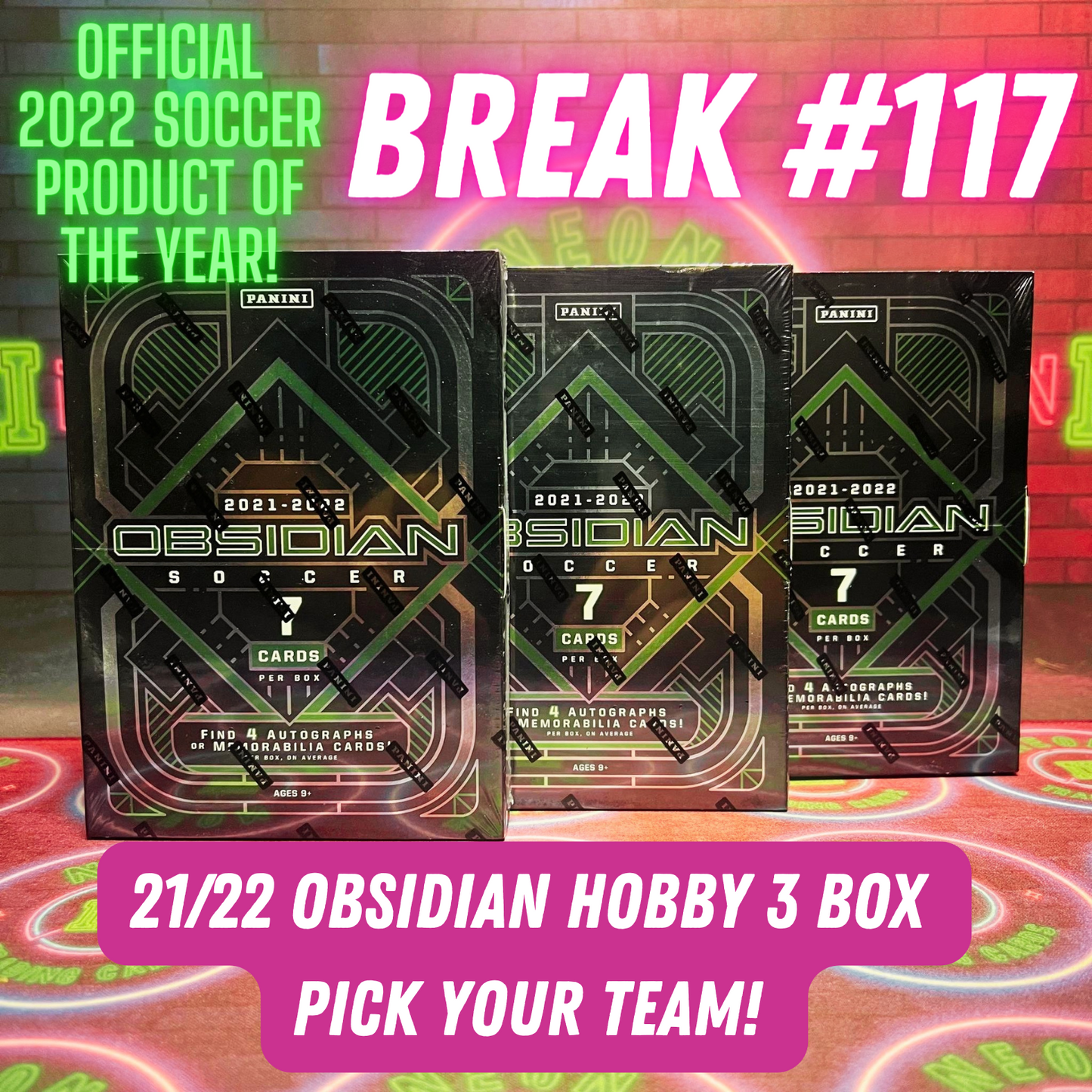Break 117 - 21/22 Obsidian Hobby - 3 Box - Pick Your Team