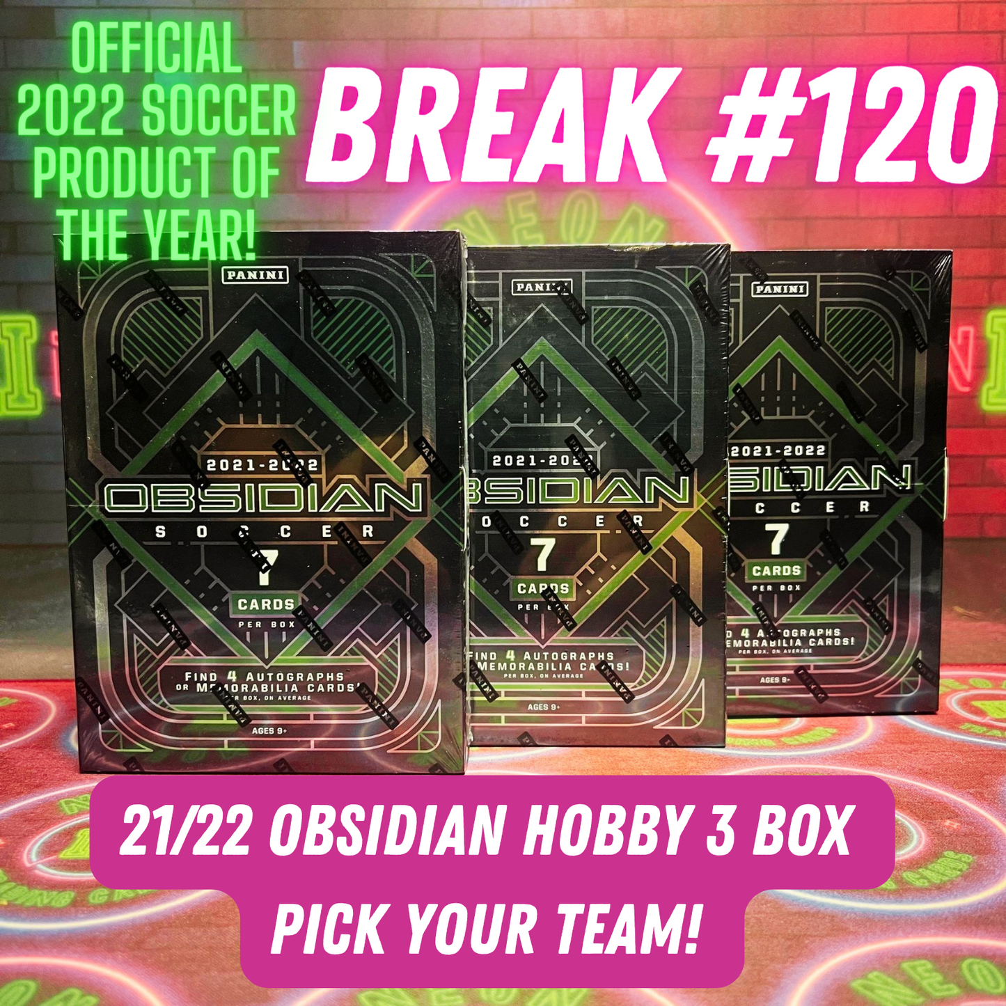 Break 120 - 21/22 Obsidian Hobby - 3 Box - Pick Your Team