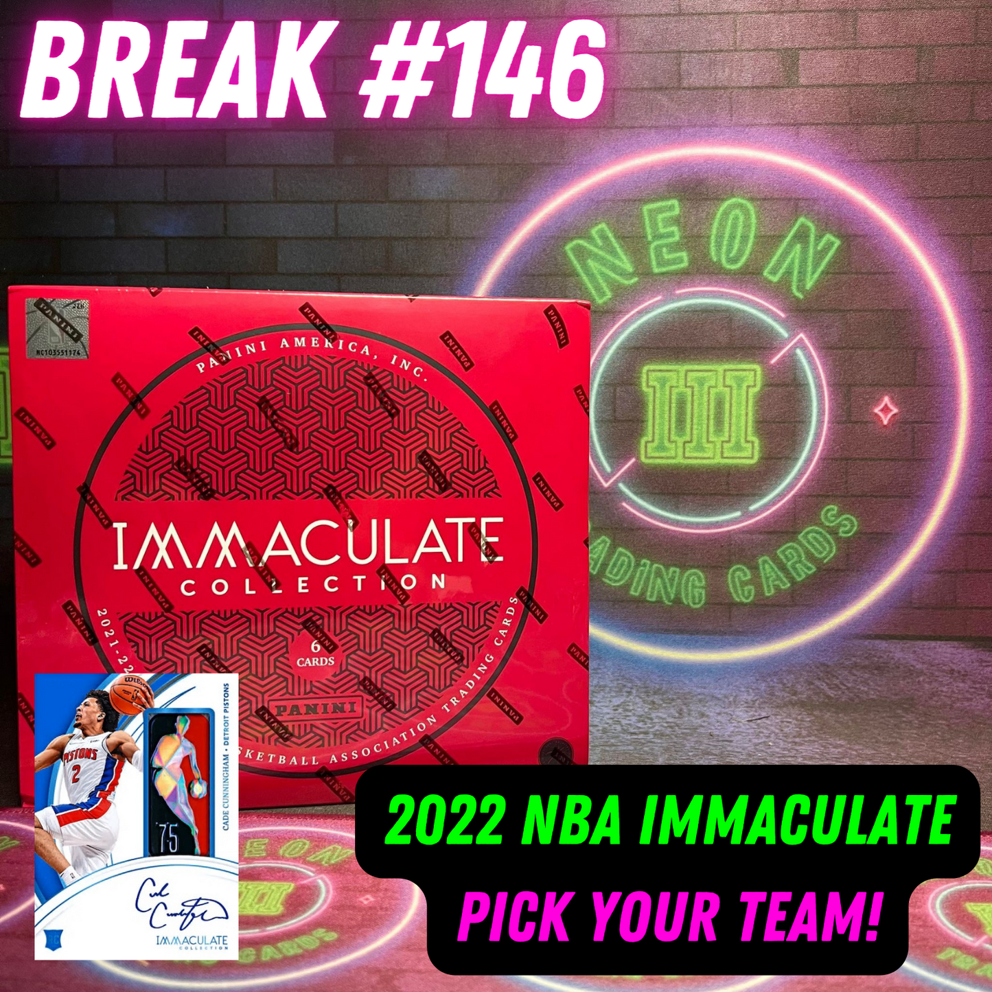 Break 146 - 21/22 Panini Immaculate Basketball - 1 Box - Pick Your Team