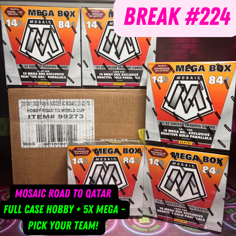 Break 224 - 2022 World Cup Mosaic Road To Qatar FULL CASE & 5 Megas - Pick Your Team/Player!