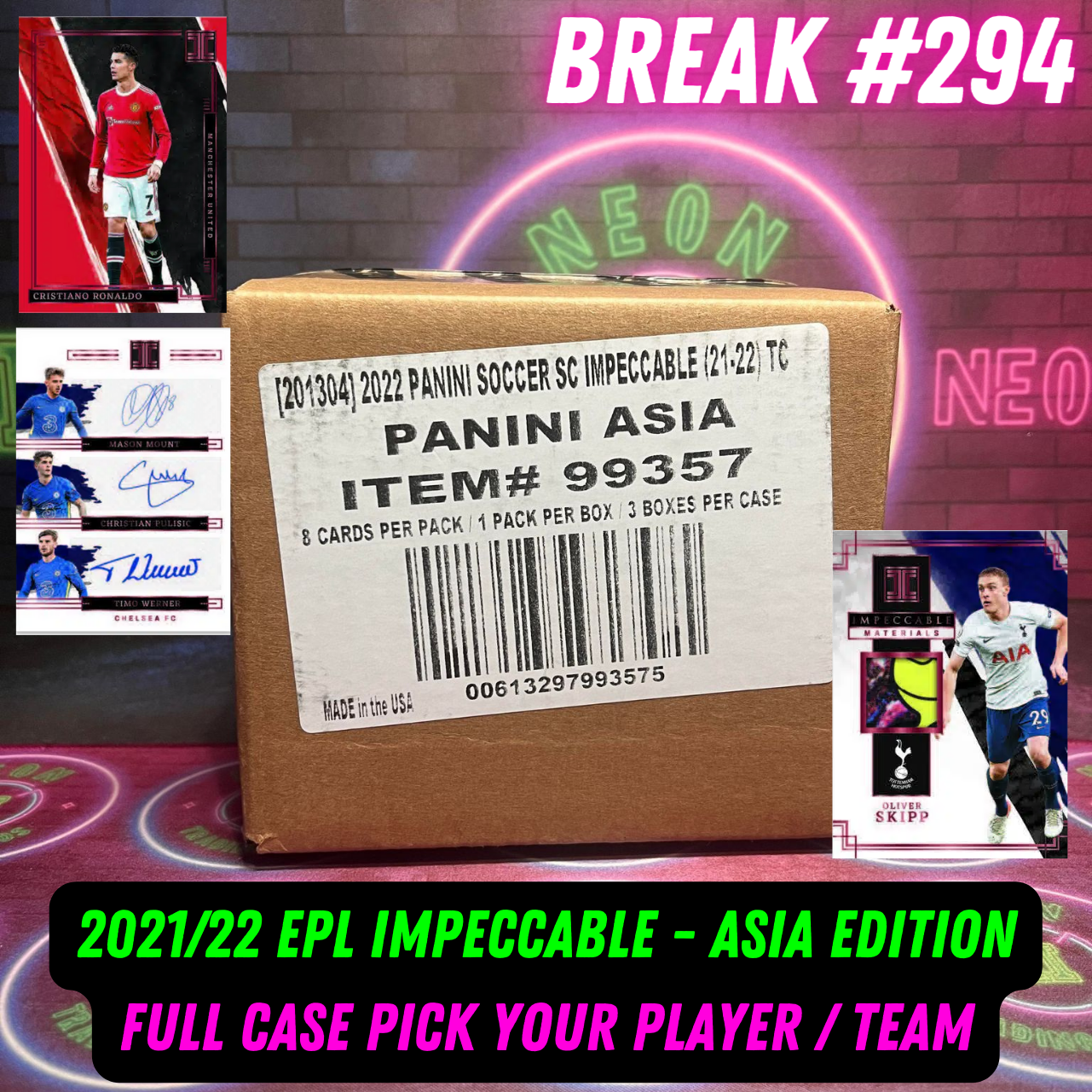 Break 294 - 21/22 EPL Impeccable - Asia Edition - Full Case - Pick Your Player / Team