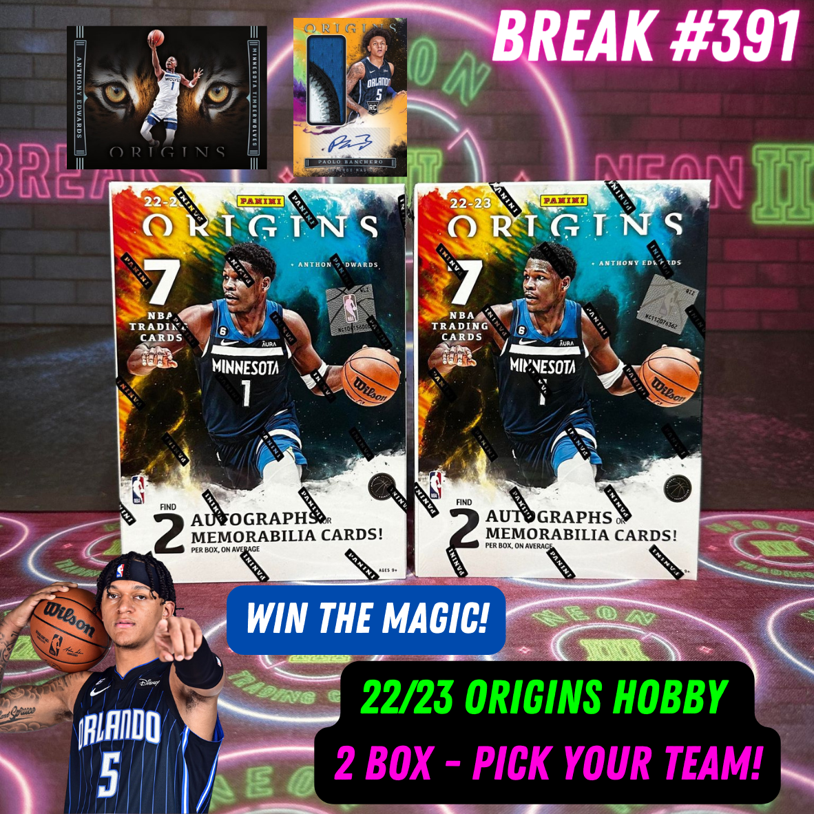 Break 391- NBA 22/23 Origins 2 Box - Pick Your Team! Win the Magic!
