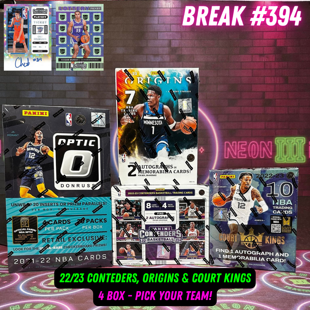 Break 394 - 22/23 NBA Contenders, Court Kings & Origins 4 Box Mixer - Pick Your Team!