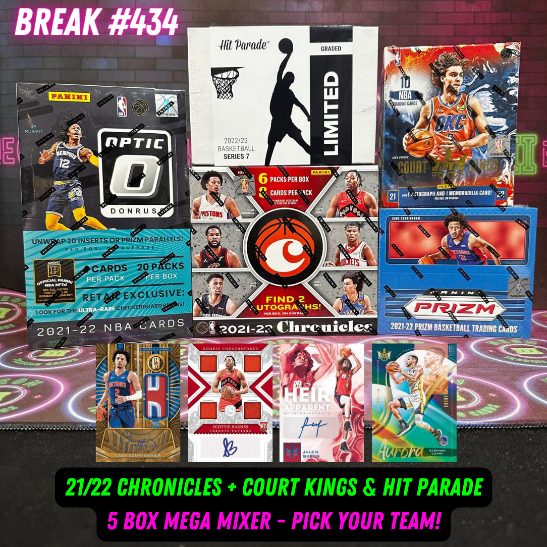 Break 434 - NBA 21/22 Chronicles + Court Kings & Hit Parade 5 Box Mega Mixer - Pick Your Team!