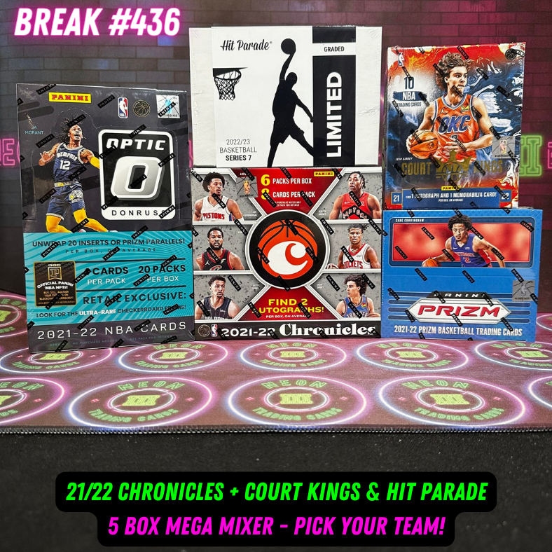 Break 436 - NBA 21/22 Chronicles + Court Kings & Hit Parade 5 Box Mega Mixer - Pick Your Team!
