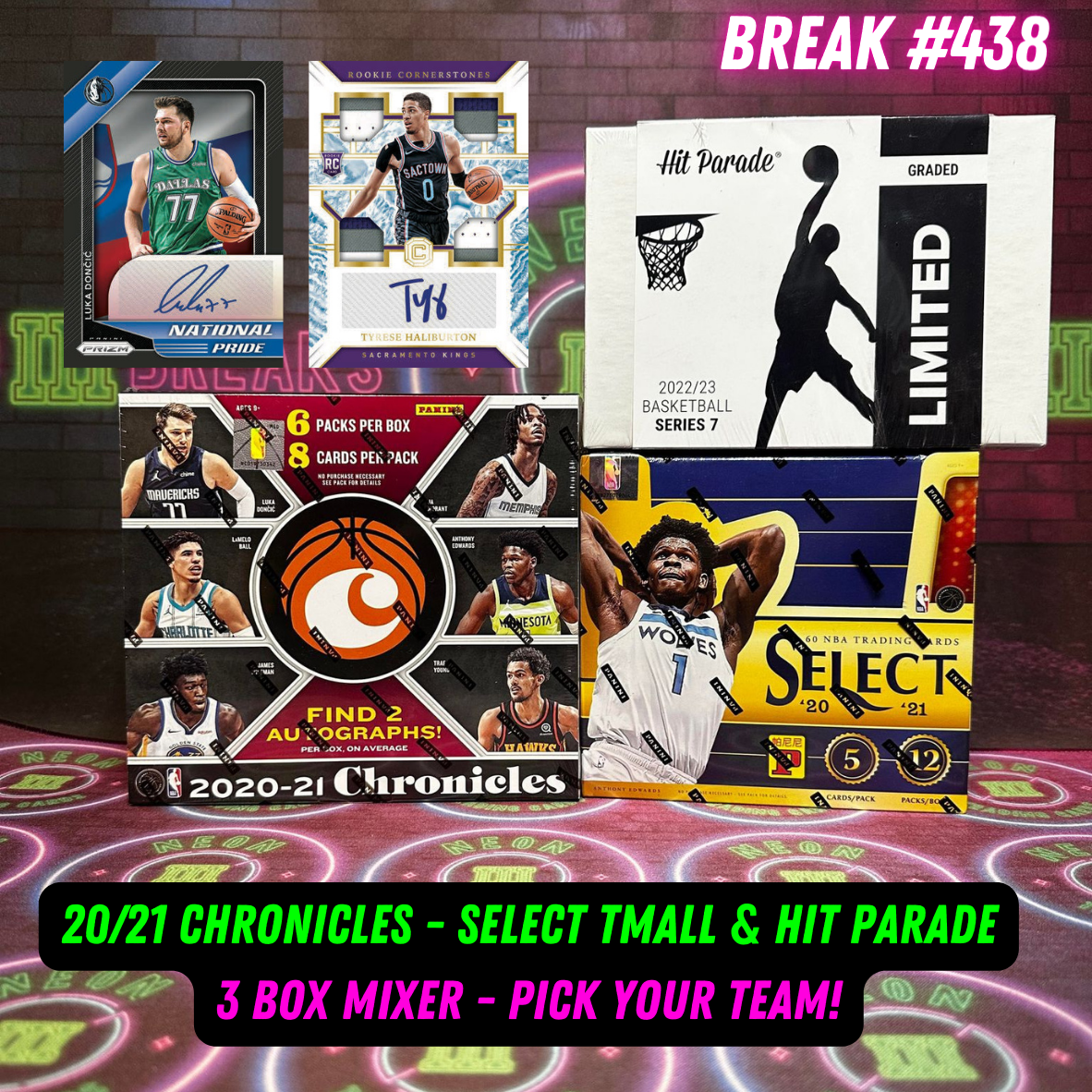 Break 438 - NBA 20/21 Chronicles Hobby + Select Tmall & Hit Parade - 3 Box Pick Your Team!