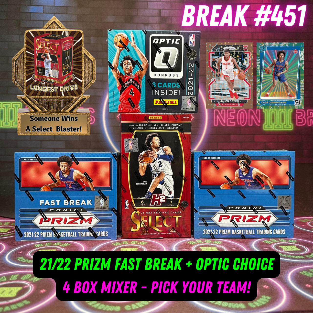 Break 451 - NBA 21/22 Prizm Fast Break + Optic Choice 4 Box Mixer - Pick Your Team!