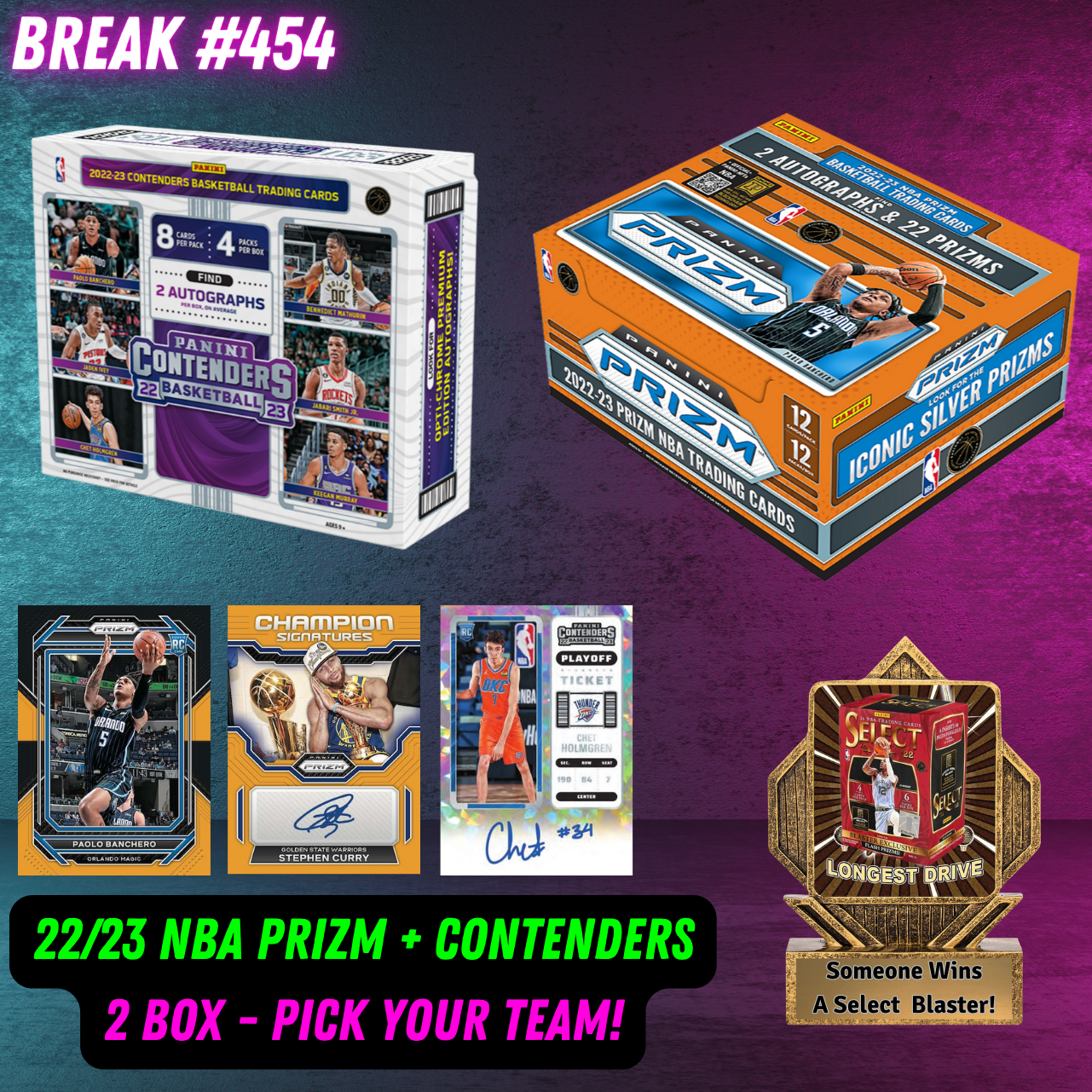 Break 454 - NBA 22/23 Prizm Hobby + Contenders Hobby - 2 Box Pick Your Team!