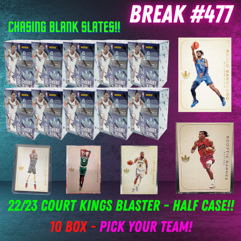 Break 477 - NBA 22/23 Court Kings Blaster Half Case - 10 Box - Pick Your Team!