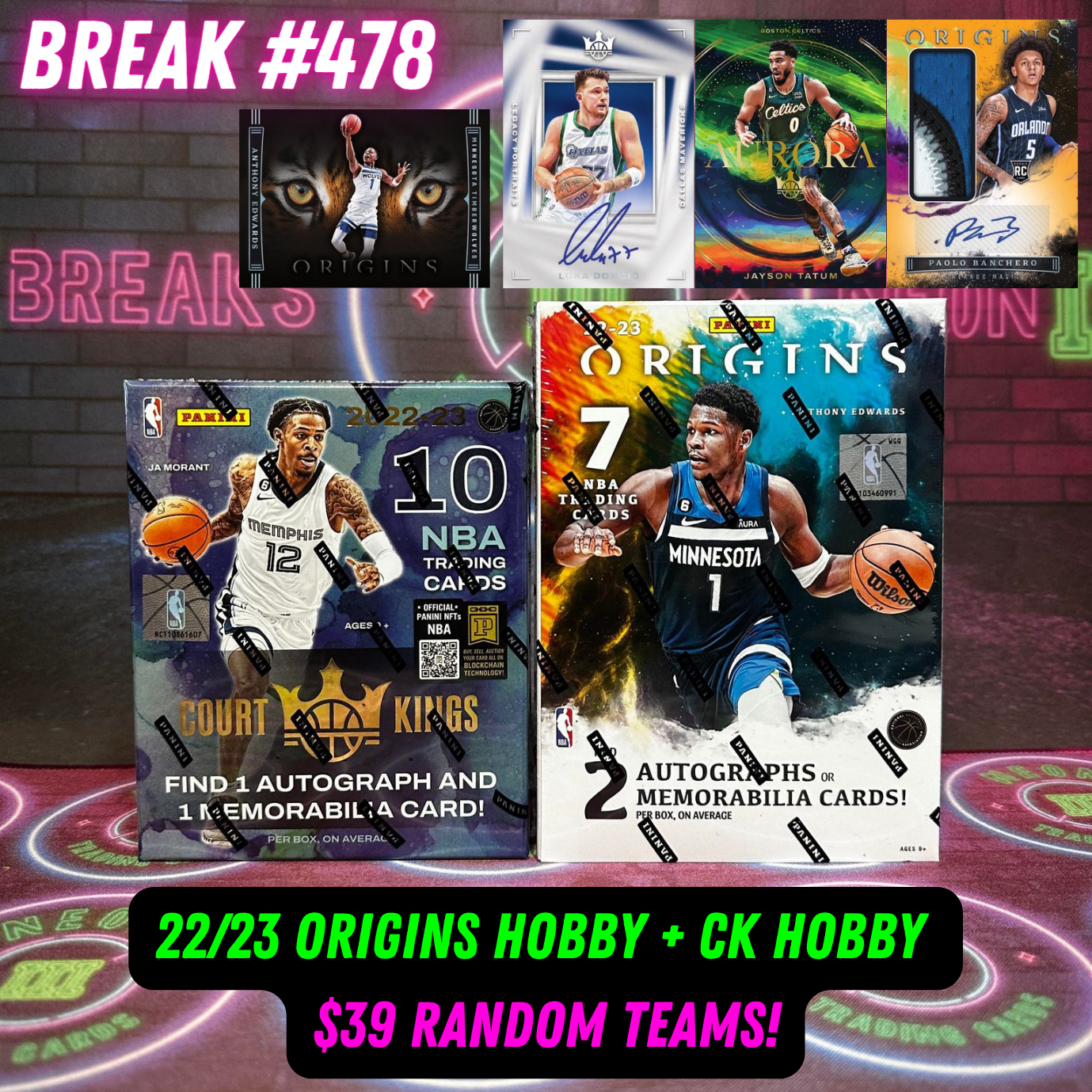 Break 478 - NBA 22/23 Origins Hobby + Court Kings Hobby - $39 Random Teams!