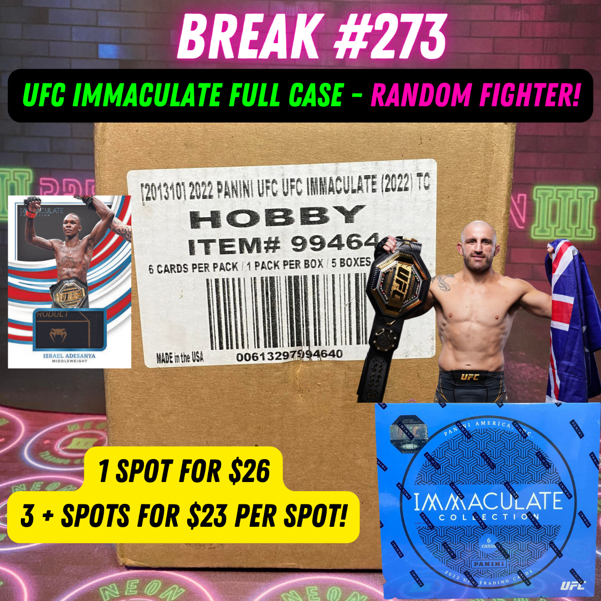 Break 273 - UFC Immaculate Full Case - Random Fighter Break!