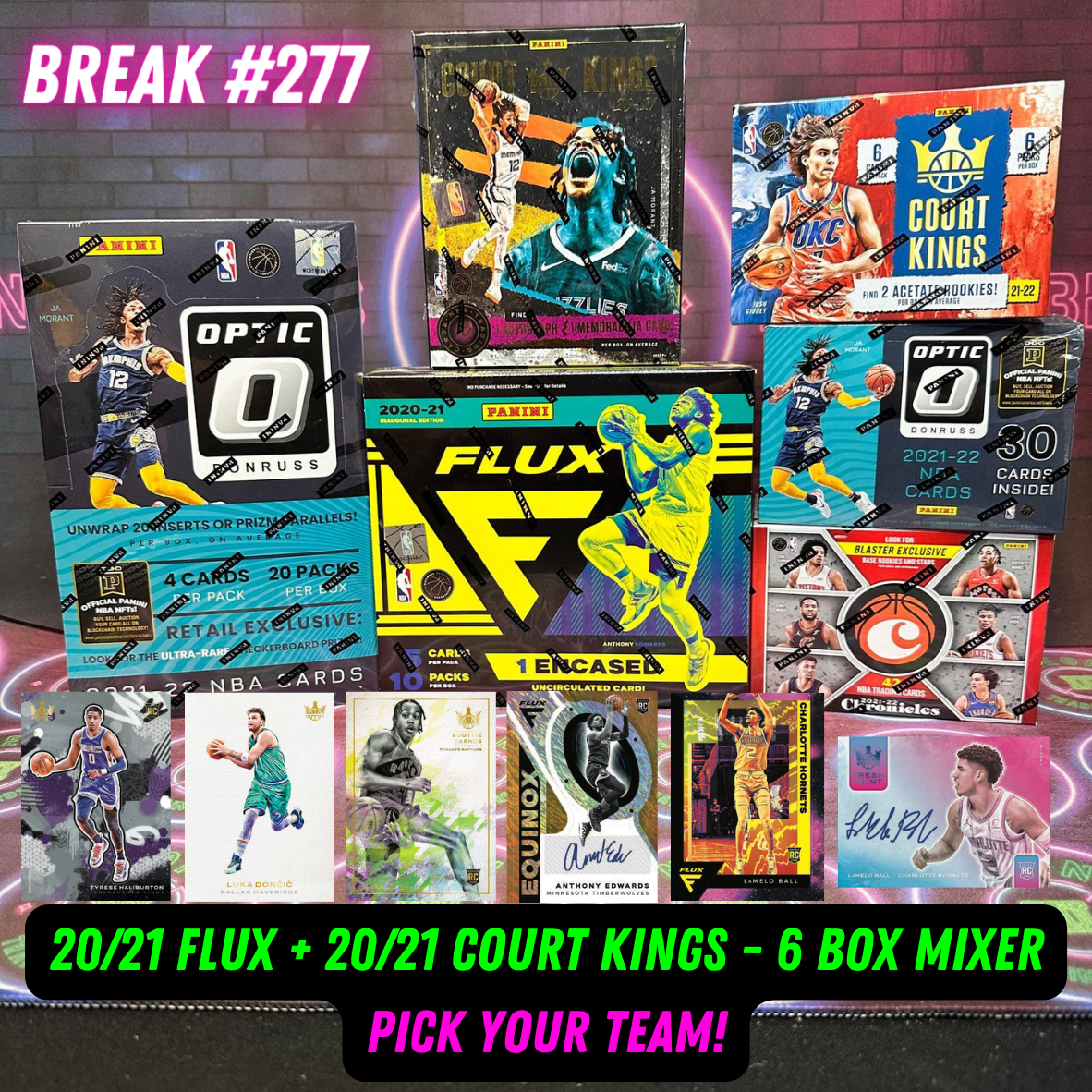 Break 277 - NBA 20/21 Flux & Court Kings 6 Box Multi Year Mixer - Pick Your Team!