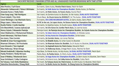 Break 3701 - 2024 UFC Knockout Hobby HALF CASE R2 - Pick Your Fighter + Random Letter!