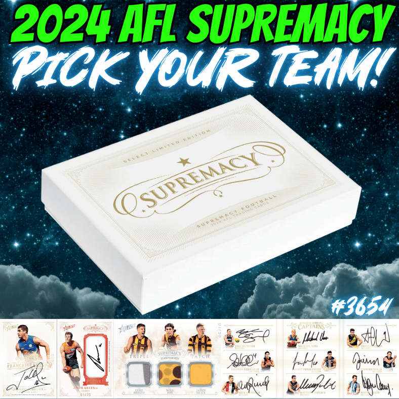 Break 3654 2024 AFL Supremacy 1 Box Pick Your Team! Neon Trading Cards