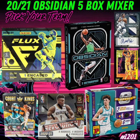 Break 1201 - NBA 20/21 Obsidian Hobby 5 Box Mixer - Pick Your Team!