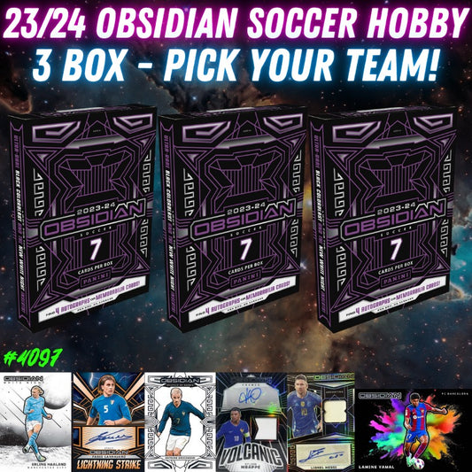 Break 4097 - 23/24 Obsidian Soccer Hobby - 3 Box - Pick Your Team!