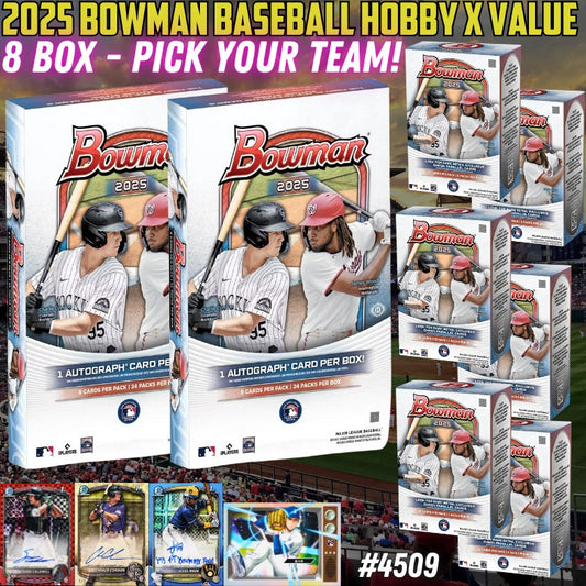 Break 4509 - 2025 MLB Bowman Baseball Hobby x Value 8box - Pick Your Team!