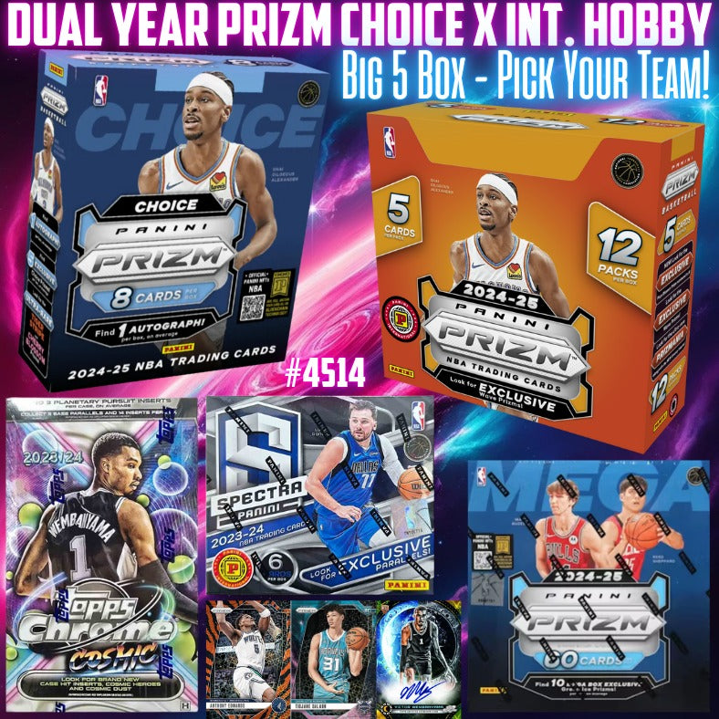 Break 4514 - NBA 24/25 Prizm CHOICE x Prizm Int. Hobby 5 Box Mixer