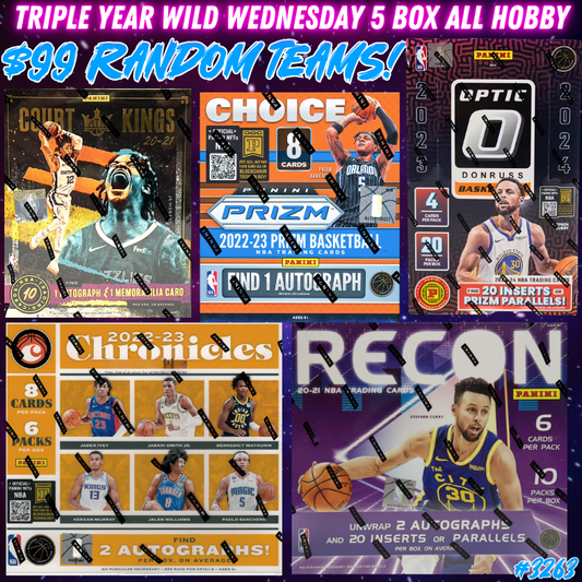 Break 3263 - NBA Triple Year WILD Wednesday 5 Box ALL HOBBY - $99 Random Teams!
