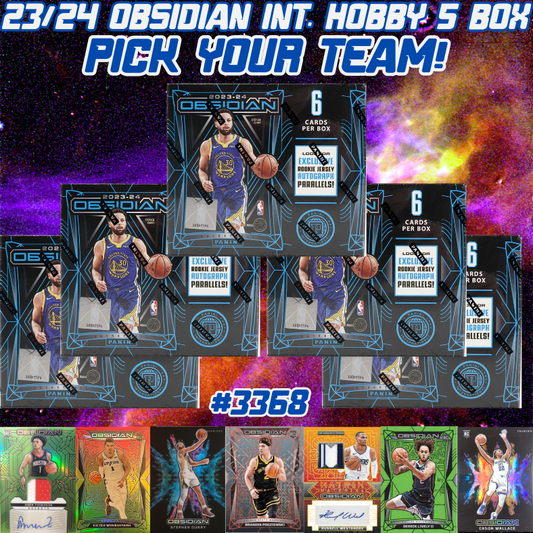 Break 3368 - 23/24 NBA Obsidian International Hobby - 5 Box Pick Your Team!