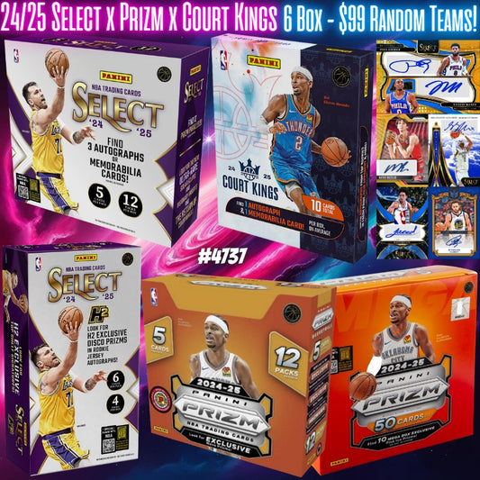 Break 4737 - NBA 24/25 Select HOBBY 6 Box Friday Slammer - $99 Random Teams!