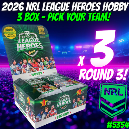 Break 5354 - 2026 NRL League Heroes HOBBY - 3 Box - Pick Your Team! ROUND 3!