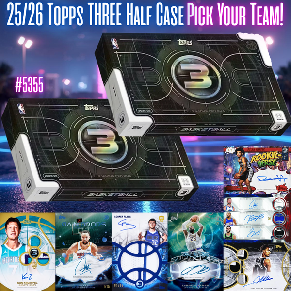 Break 5355 - 25/26 NBA Topps Three - RELEASE DAY HALF CASE - Pick Your Team!