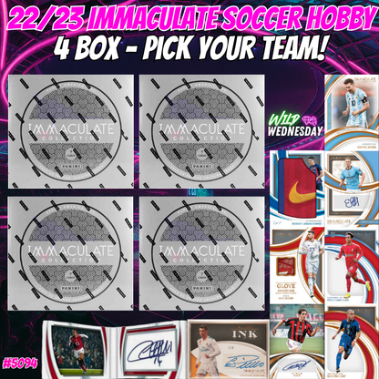 Break 5094 - 22/23 Immaculate Soccer Hobby - 4 Box - Pick Your Team!
