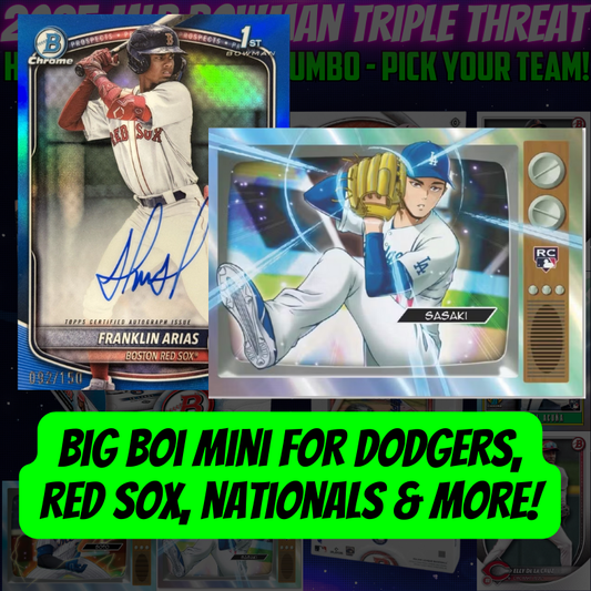 Big Boi Mini for Dodgers, Red Sox, Nationals & MORE in Break 4486 - 2025 MLB Bowman Triple Threat - Hobby x Breakers x Jumbo - PYT!