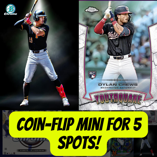 Coin-flip mini for 5 SPOTS in Break 5041 - 2025 MLB Bowman X Chrome Mixer - Random!