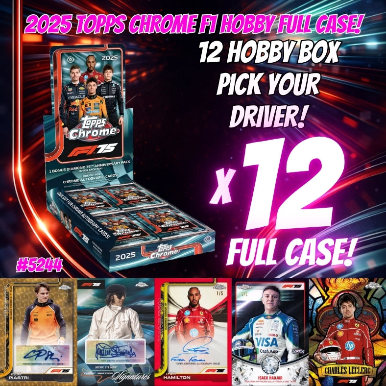 Break 5244 - 2025 Topps Chrome Formula 1 Racing Hobby - FULLCASE - 12 Box - Pick Your Driver!