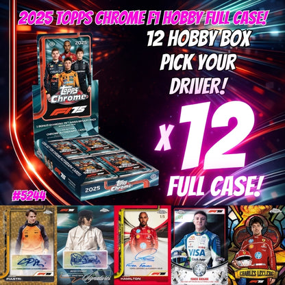 Break 5244 - 2025 Topps Chrome Formula 1 Racing Hobby - FULLCASE - 12 Box - Pick Your Driver!