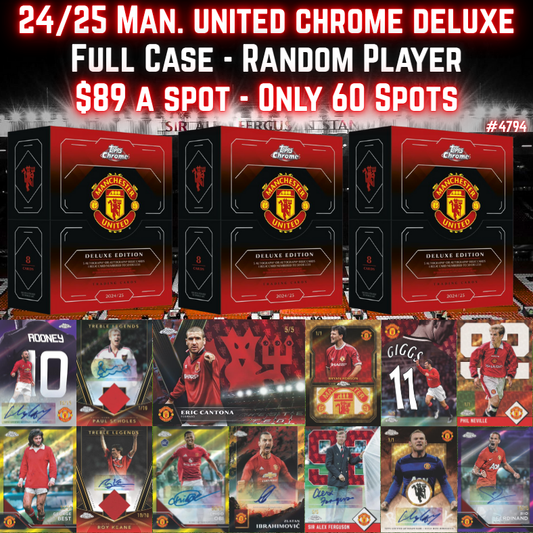 Break 4794 - NEW RELEASE - 24/25 Man. United Chrome Deluxe Hobby - Full Case - Random Player!
