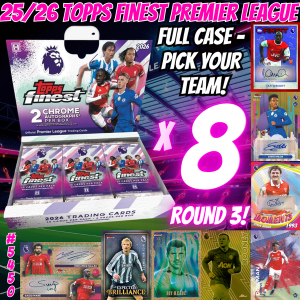 Break 5450- 25/26 Topps Finest Premier League Soccer - FULL CASE - Pick Your Team! ROUND 3!
