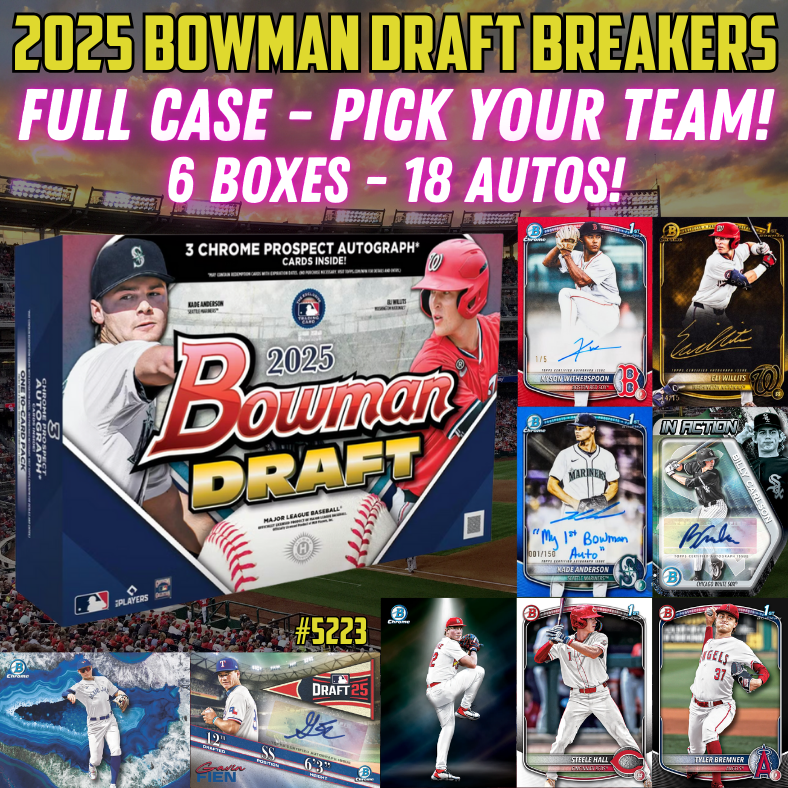 Break 5223 - 2025 Bowman Draft RELEASE DAY BREAKERS DELIGHT - FULL CASE - Pick Your Team!