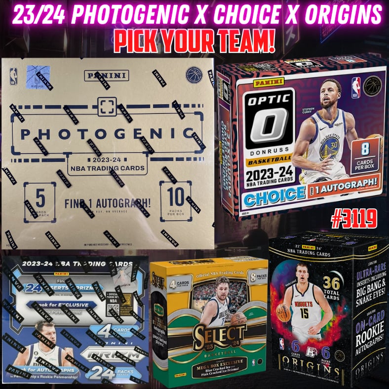 Break 3119 - NBA 23/24 Photogenic x Optic Choice x Origins 5 Box - Pick Your Team!