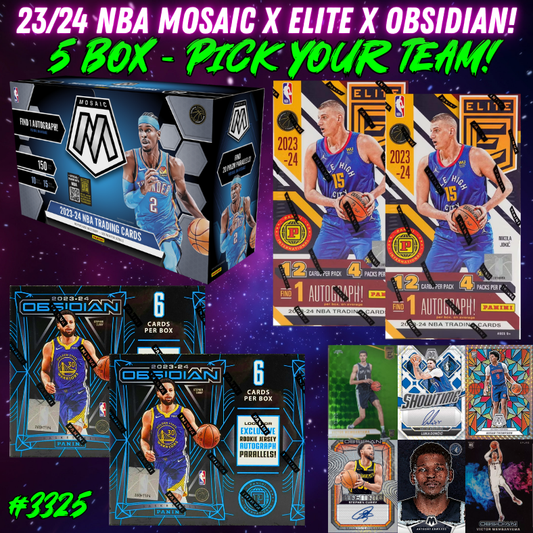 Break 3325 - NBA 23/24 Mosaic x Elite x Obsidian 5 Box - Pick Your Team!