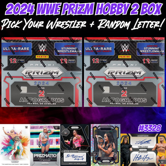 Break 3328 - 2024 WWE Prizm Hobby 2 Box - Pick Your Wrestler + Random Letter!