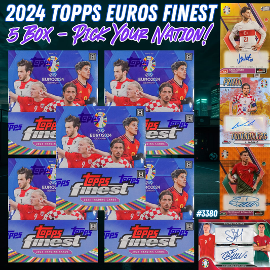 Break 3380 - 2024 Topps Finest Road to Euros - 5 Box - Pick Your Nation!