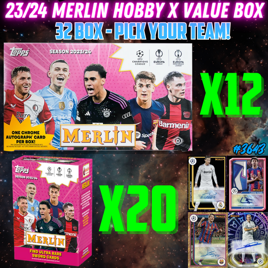 Break 3643 - 23/24 Topps UEFA Club Comp. Merlin Hobby FULL CASE x Value 20 Box - Pick Your Team