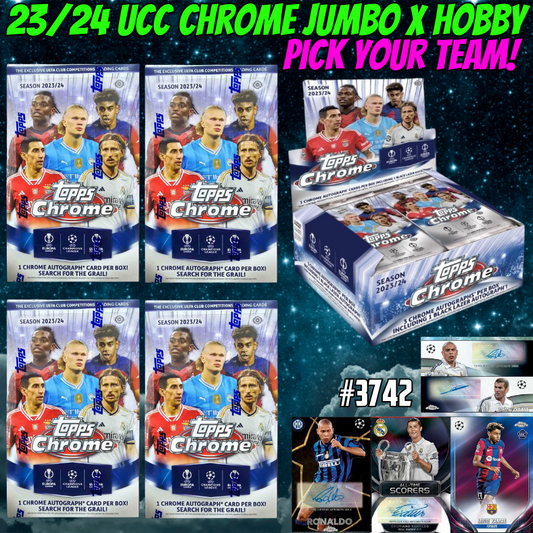 Break 3742 - 23/24 Topps UCC Chrome Hobby x Jumbo 5 Box - Pick Your Team/Player!