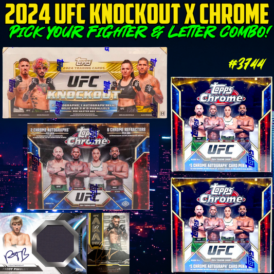 Break 3744 - 2024 UFC Chrome x Knockout 4 Box - Pick Your Fighter & Letter Combo!