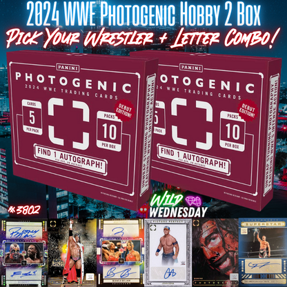 Break 3802 - 2024 WWE Photogenic Hobby 2 Box - Pick Your Superstar & Letter Combo!