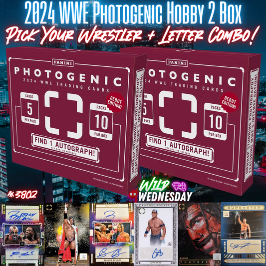 Break 3802 - 2024 WWE Photogenic Hobby 2 Box - Pick Your Superstar & Letter Combo!