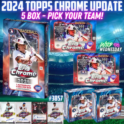 Break 3857 - 2024 MLB Topps Chrome Update - 5 Box Mixer - Pick Your Team!