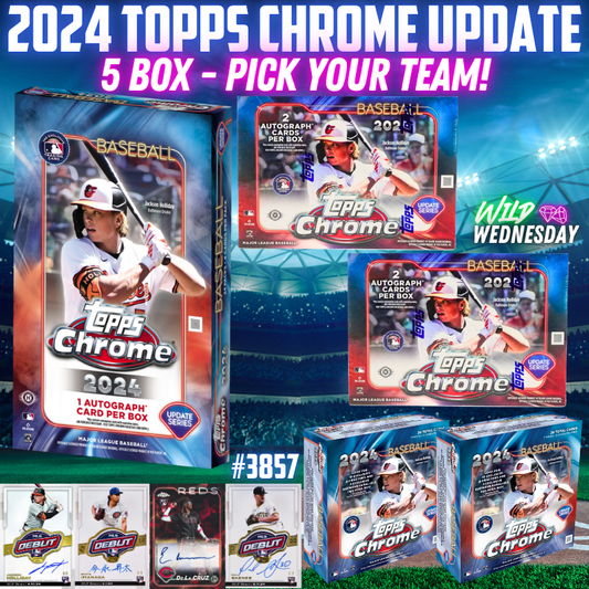 Break 3857 - 2024 MLB Topps Chrome Update - 5 Box Mixer - Pick Your Team!