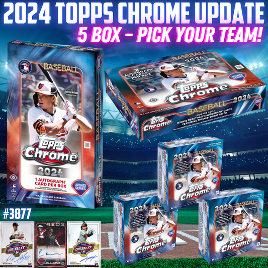 Break 3877 - 2024 MLB Topps Chrome Update - 5 Box Mixer - Pick Your Team!
