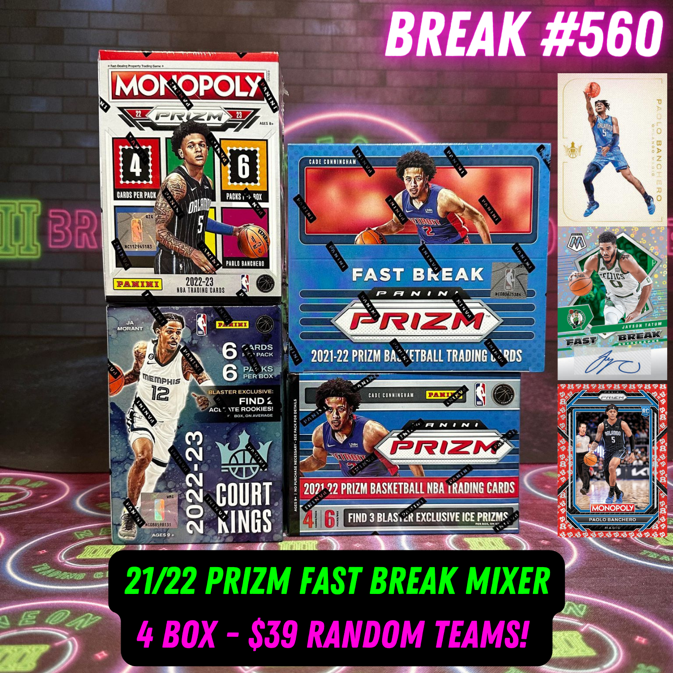 Break 560 - NBA 21/22 Prizm Fast Break 4 Box Mixer - $39 Random Teams ...